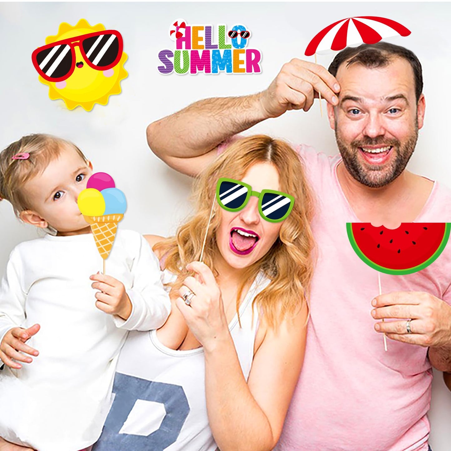 Summer Pool Beach Photo Booth Props 30 Pack Pool, Hawaiian, Beach, Luau Photo Booth Props, Tropical