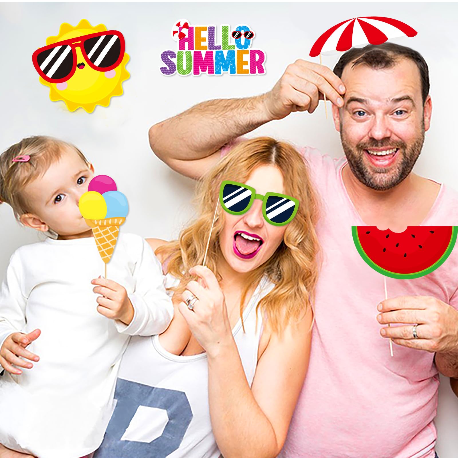 Summer Pool Beach Photo Booth Props 30 Pack Pool, Hawaiian, Beach, Luau Photo Booth Props, Tropical