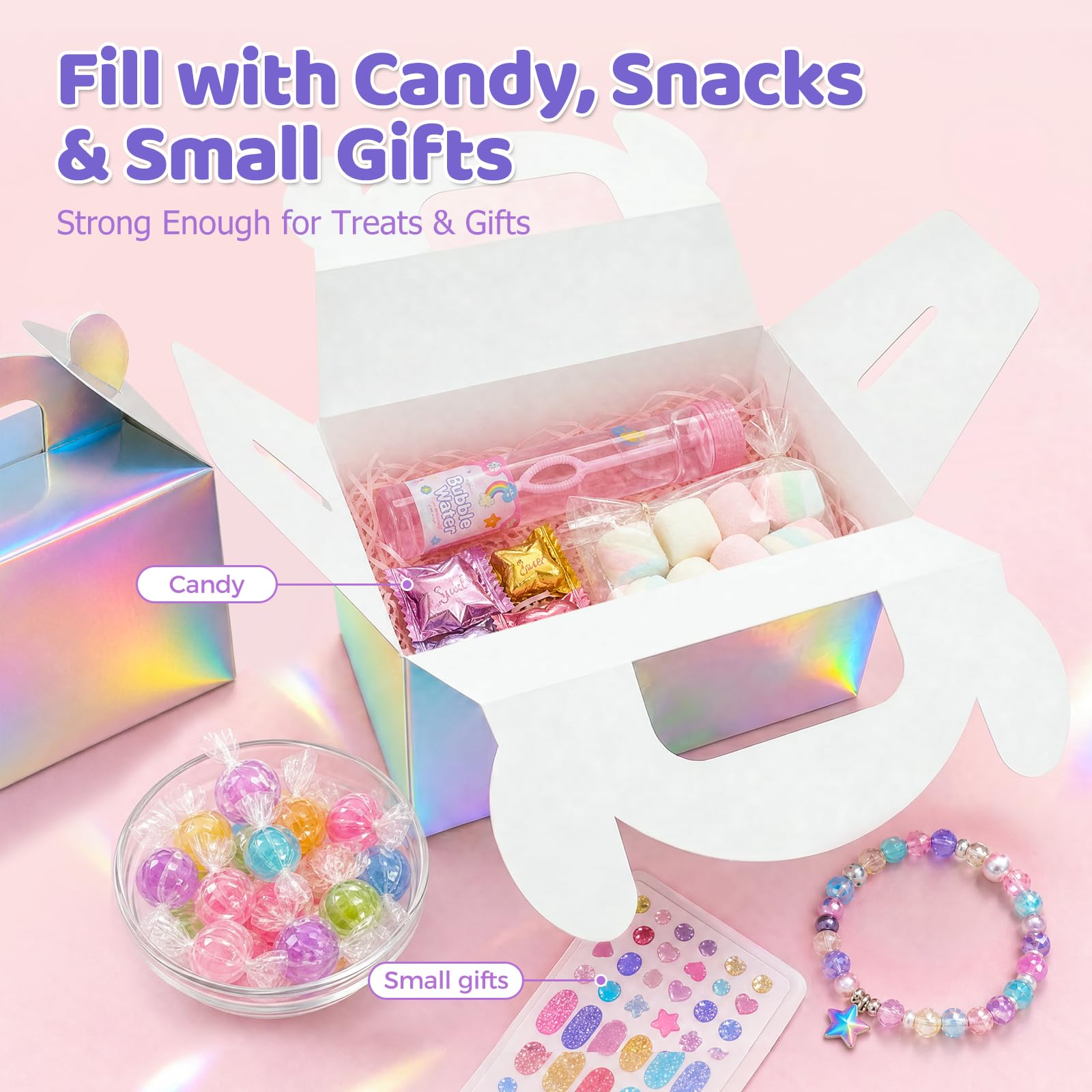 VGOODALL 16PCS Iridescent Gable Favor Boxes, 6.1 X 3.3 X 3.5 inches