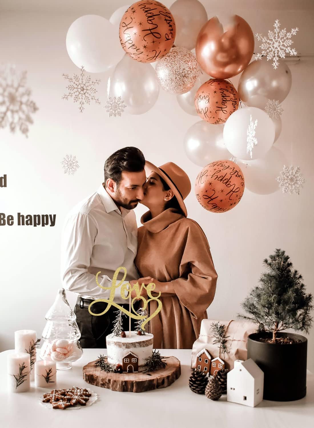 Love Cake Topper - Gold Glitter Paper Wedding Cake Decoration Supplies, Perfect for Bridal Shower/Engagement/Anniversary/Birthday Party