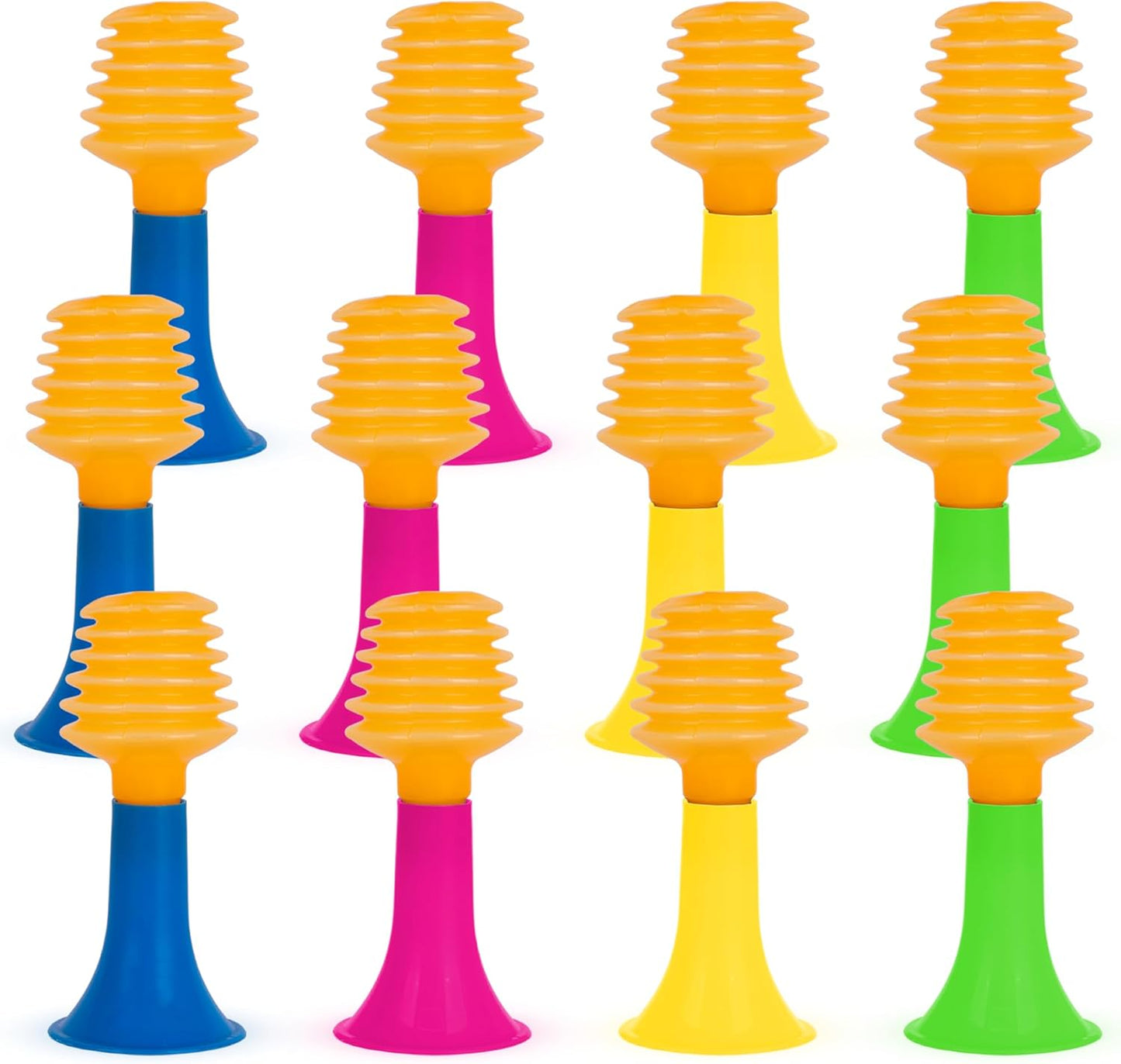 ArtCreativity Mini Push Trumpet Party Blowers, Set of 12 Horn Noise Makers for Sporting Events, Easter Basket Essentials, Classroom Prizes, Party Favors Goodie Bags Stuffers for Kids, Assorted