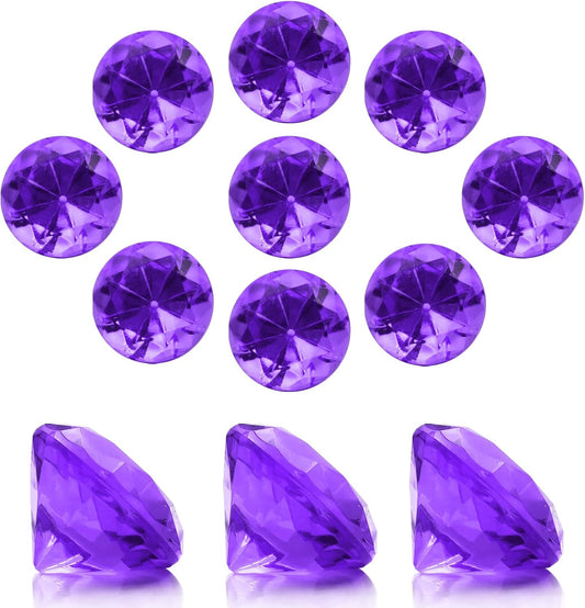 100 PCS Acrylic Diamond Gems, Purple Acrylic Diamonds 1 Inch Acrylic Gemstones Vase Filler Fake Gems Plastic Gems for Home Table Scatters Party, Event, Wedding, Arts & Crafts, Birthday Decorations