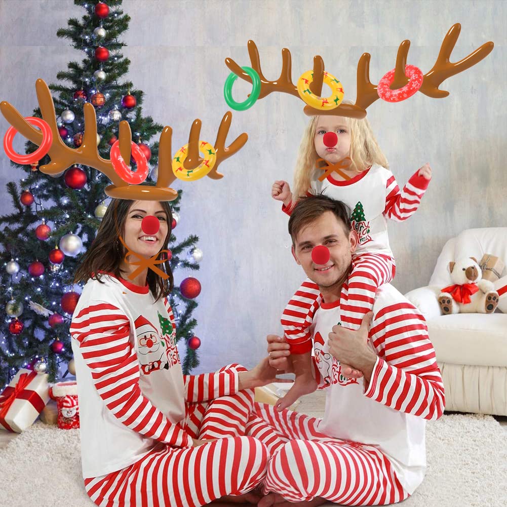 Christmas Games Decorations, Inflatable Reindeer Antler Ring Toss Game, Stocking Stuffers for Men