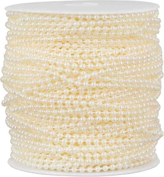 164 Feet Faux Pearl Beads Garland 3mm Craft String Pearls for Wedding Centerpiece Christmas Tree and Flowers Decoration DIY(Ivory)