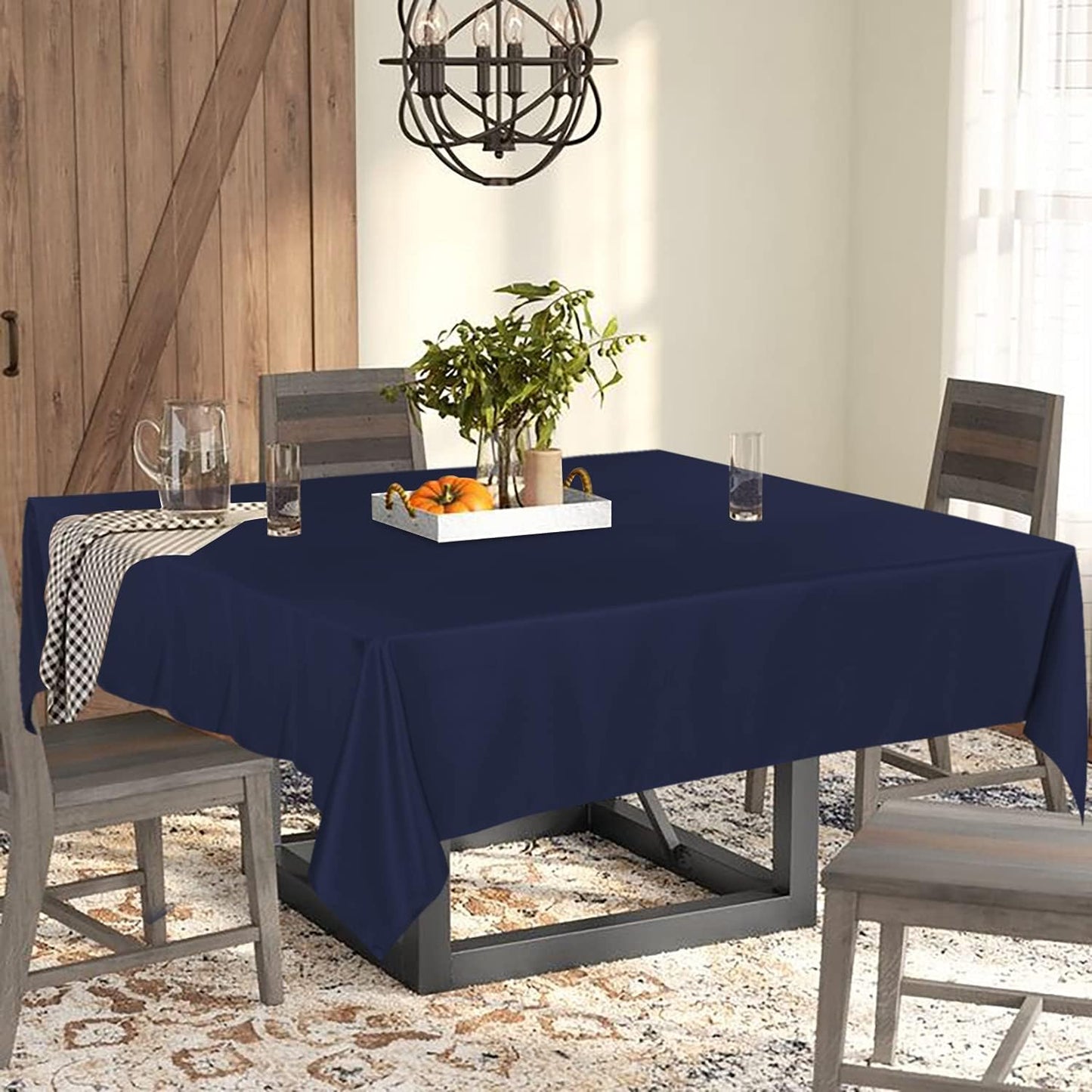 Fitable Square Tablecloth 60x60 inch Tablecloth Stain and Wrinkle Resistant Washable Polyester Table Cloth for Buffet Parties and Camping, Navy