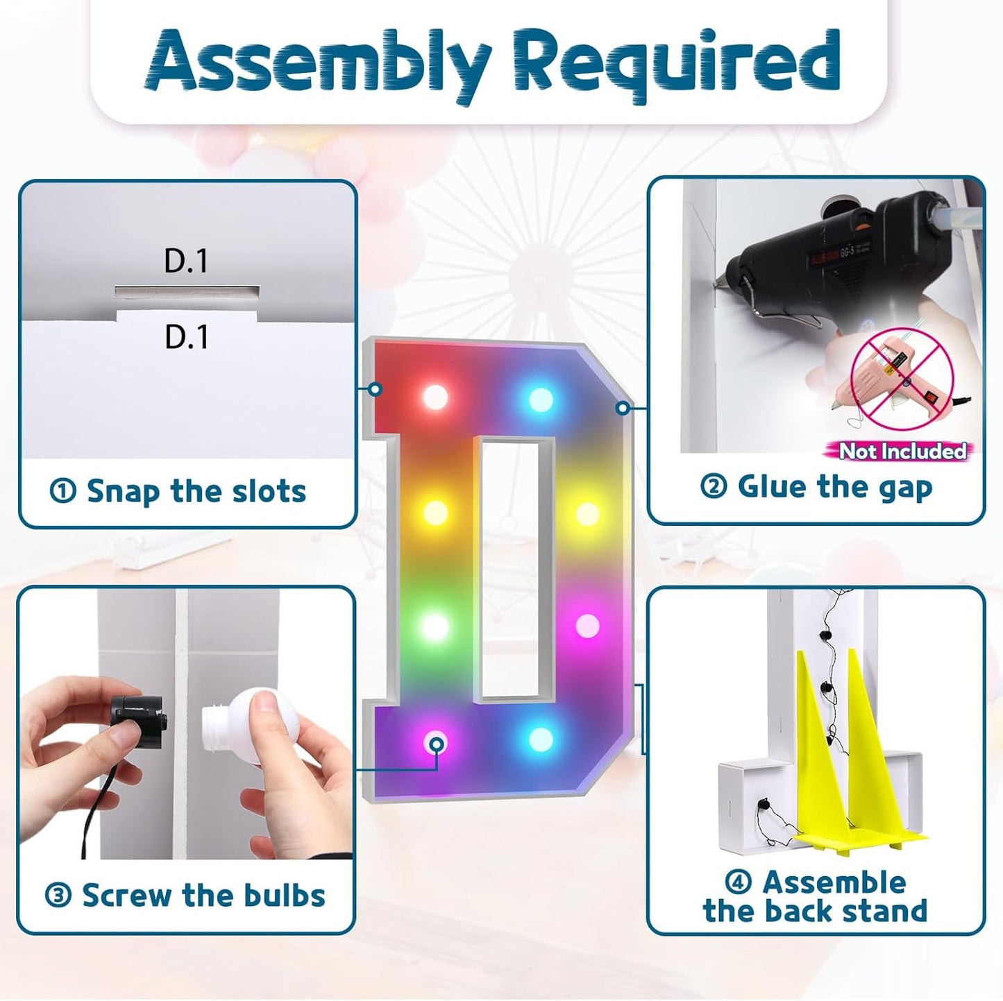 3FT Colorful Marquee Light Up Letters D, 18 Colors Light Up Alphabet Signs with Remote, Marry Me Sign, Large Letter for Birthday Engagement Anniversary Wedding Party Decor