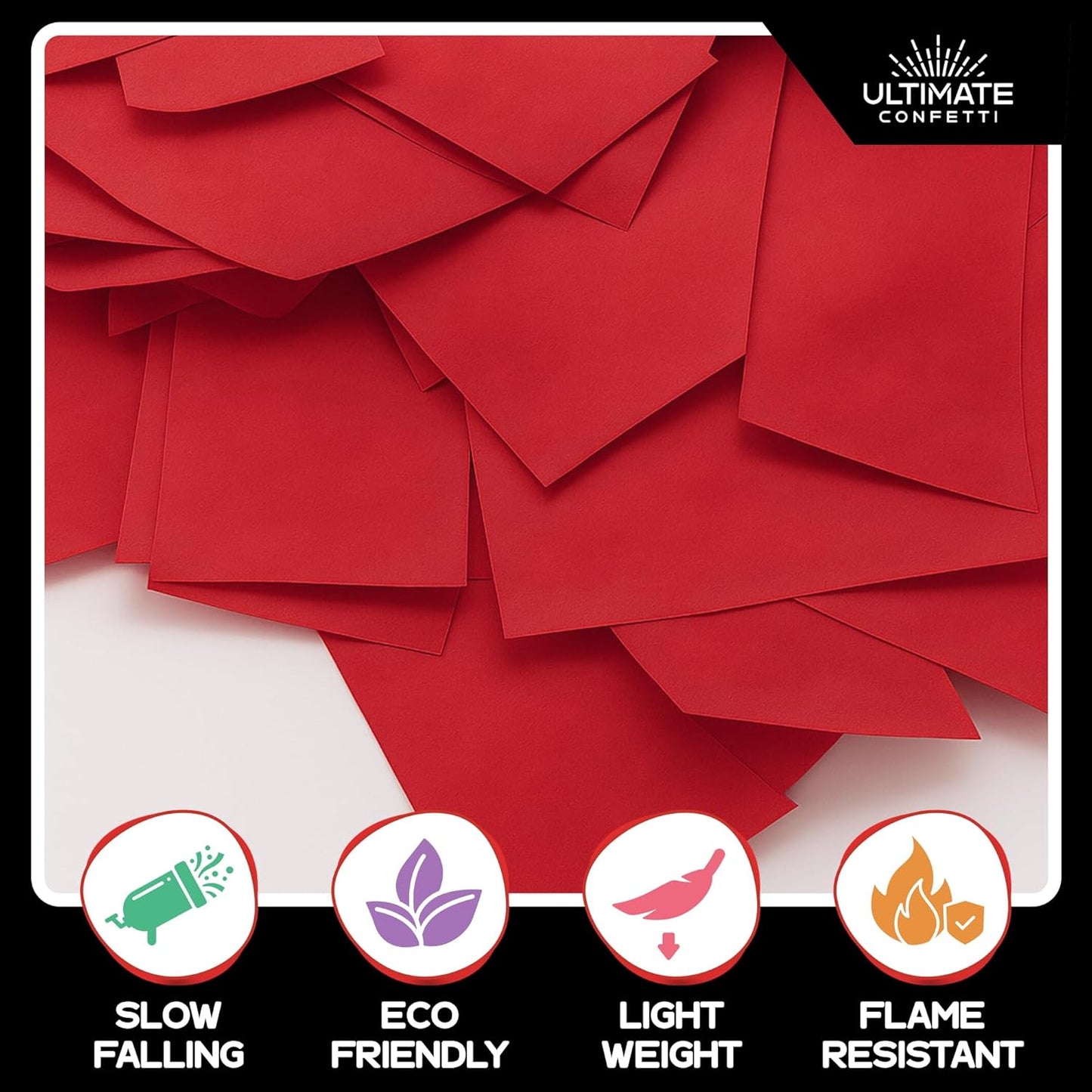 Red Biodegradable Confetti - Rectangular Fluttering Tissue Paper Confetti for Cannon and Launcher use - Best for Birthday, Wedding, live Events and Table Decoration - 1 lb, 16 oz