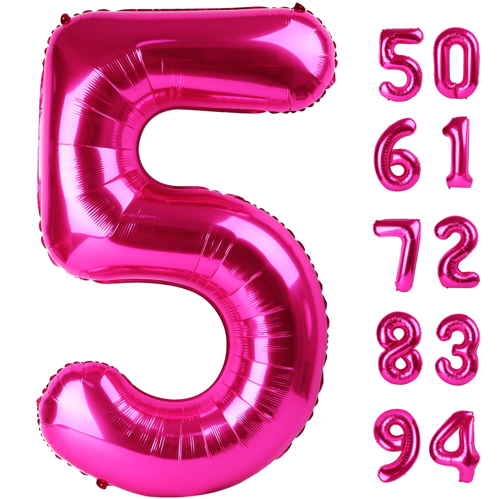 Hot Pink 5 Balloon - Number Balloon 40 Inch, 5th Hot Pink Decorations