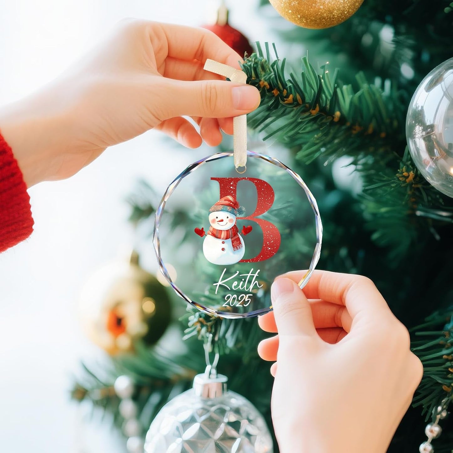 Name Ornaments for Christmas Tree, Personalized Christmas Ornaments 2025, Custom Initial Ornaments Letter Keepsake Gifts, Xmas Tree Decorations, Stocking Name Tags