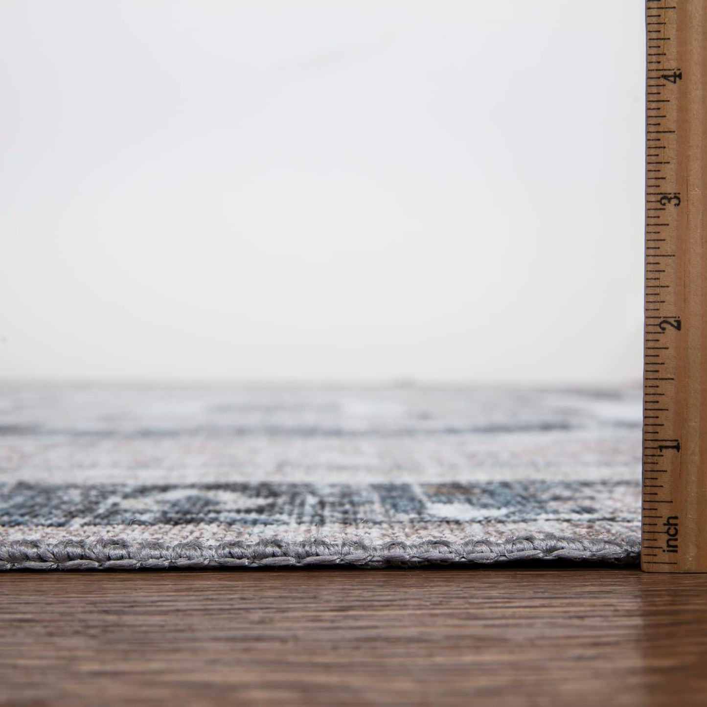 Bloom Rugs Washable Non-Slip 4' x 6' Rug - Pebble Gray/Blue Traditional Medallion Area Rug for Living Room, Bedroom, Dining Room, and Kitchen - Exact Size: 4' x 6'