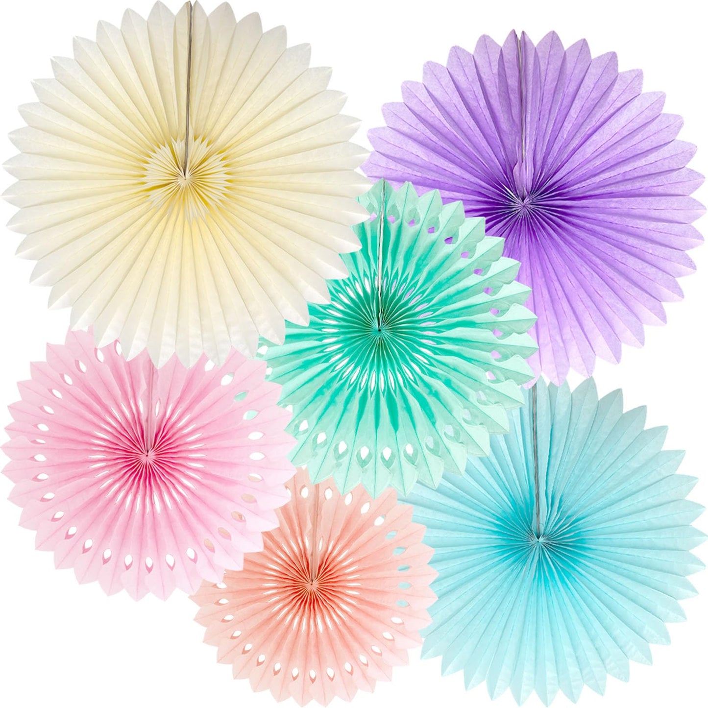 ANSOMO Pastel Rainbow Paper Fans Party Decorations Colorful Ice Cream Easter Macaron Wall Hanging