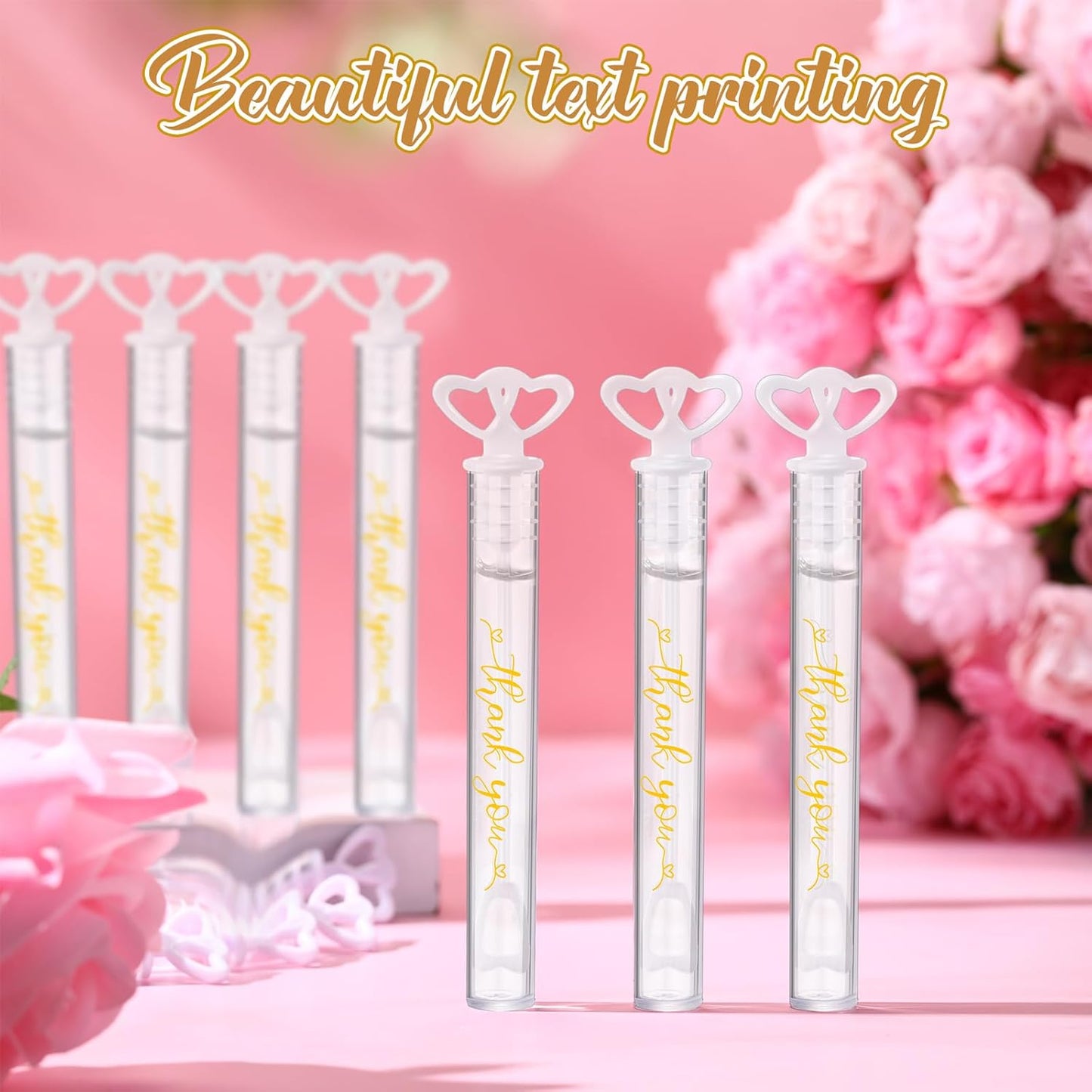 150 Pcs Bubble Wands Bulk for Wedding Party Mini Heart Wand with Bubble Solution for Wedding Bridal Showers Valentine Anniversary Graduation Birthday Supplies(White,Thank You)