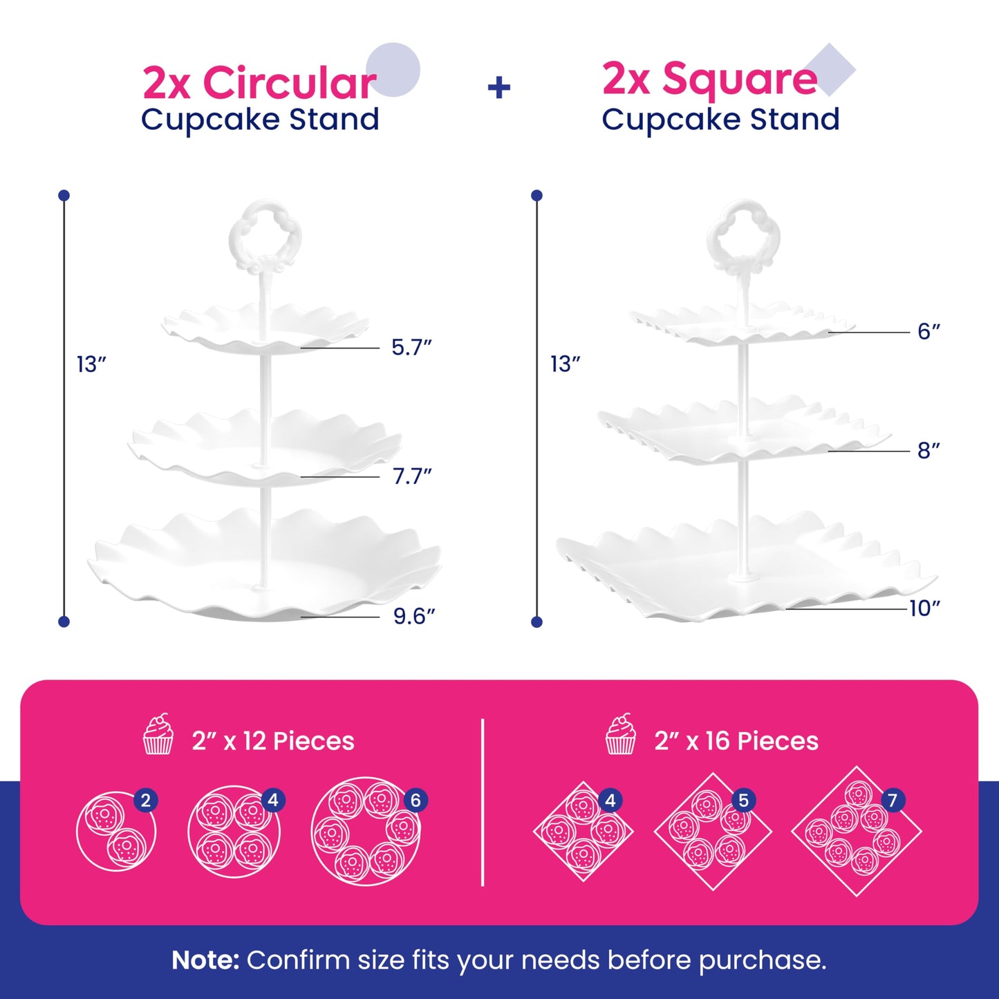 RICCLE 10Pcs Dessert Table Display Set, 3 Tiered Cupcake Stand, Cupcake Holder & Cake Stands