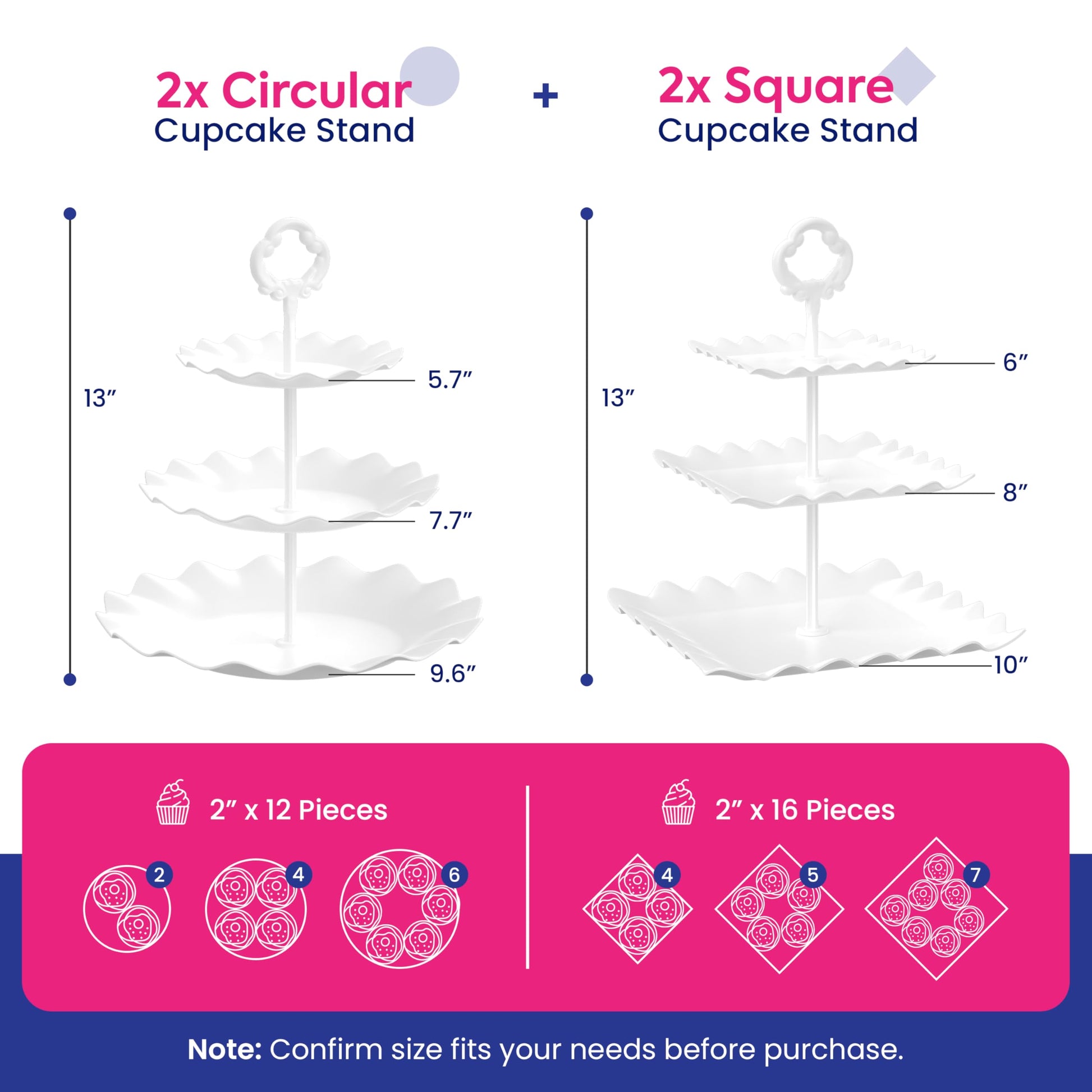 RICCLE 10Pcs Dessert Table Display Set, 3 Tiered Cupcake Stand, Cupcake Holder & Cake Stands