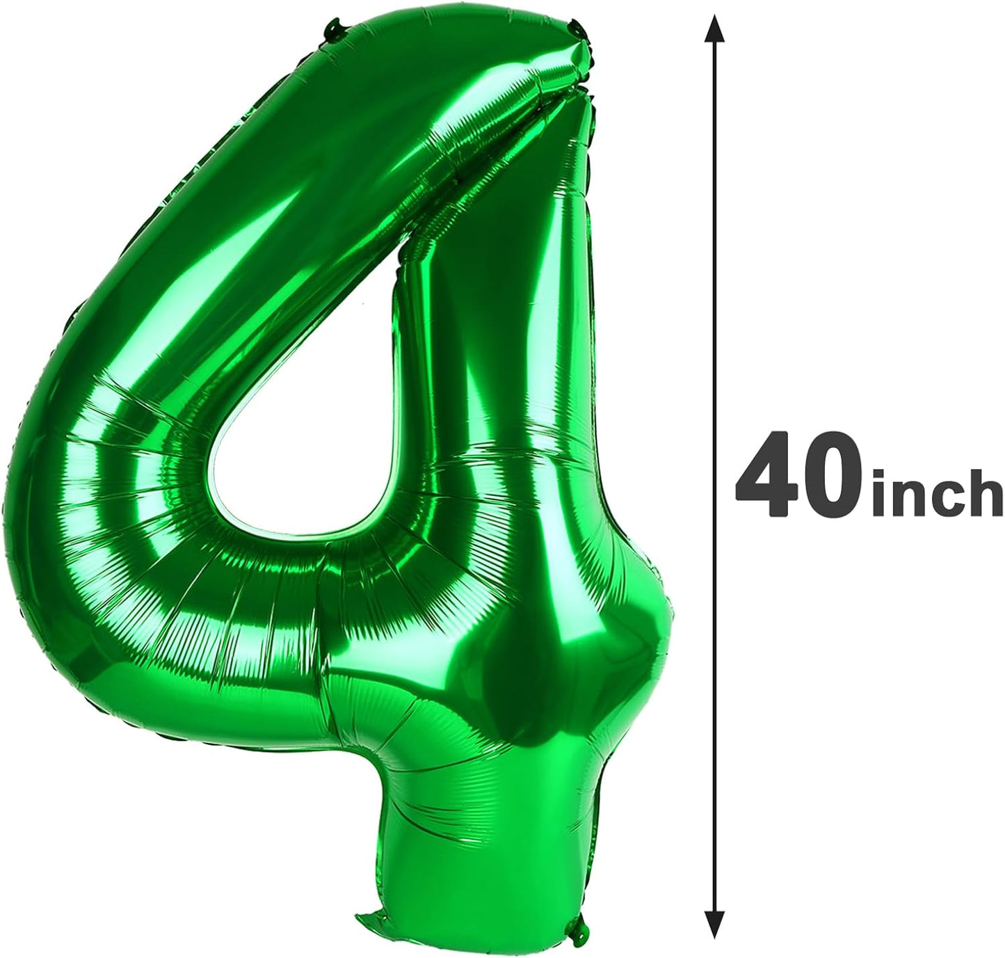 40 Inch Green Large Number 4 Birthday Balloon, Giant Number Four 14 24 34 40 44 Balloons, Foil Mylar Big Balloons for Anniversary Graduation Supplies Decorations