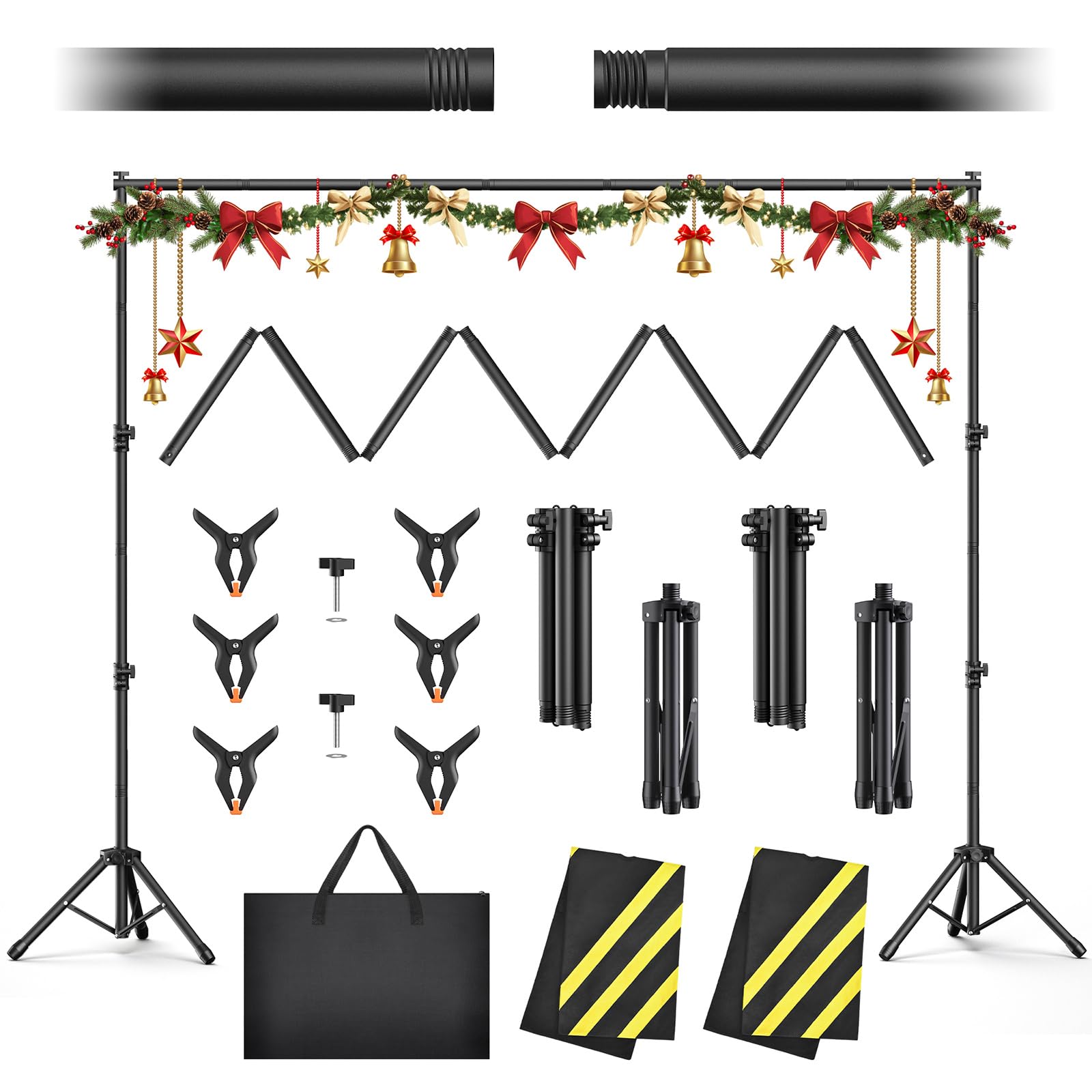 Forlogic Backdrop Stand 10x7.5ft(WxH),Portable Adjustable Photo Back Drop Stand for Party