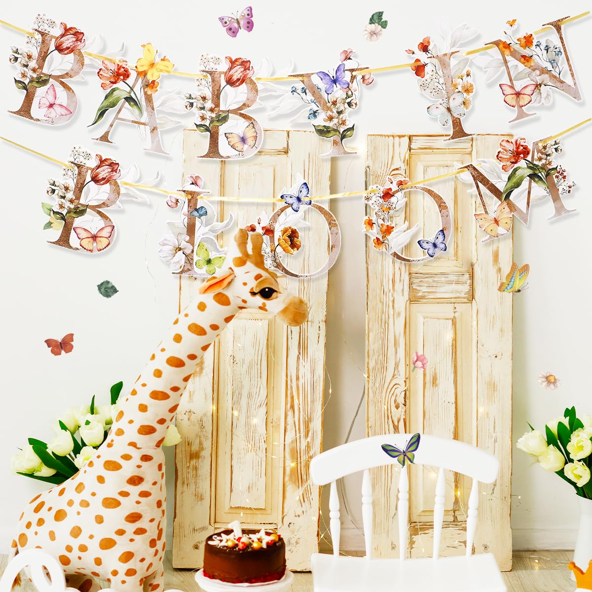 Flower Butterfly Baby in Bloom Banner, Floral Baby Shower Sign