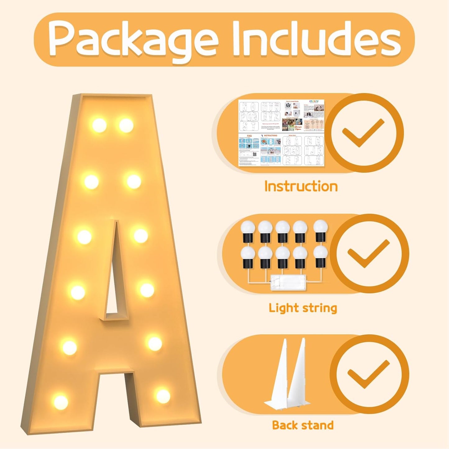 imprsv 4FT Marquee Light Up Letters A, Large Light Up Letters for Baby Shower Anniversary Weeding Room Decor, Big Letters for Party Decorations, Marry Me Light Up Letters, Foam Letter, Kids' Mosaic