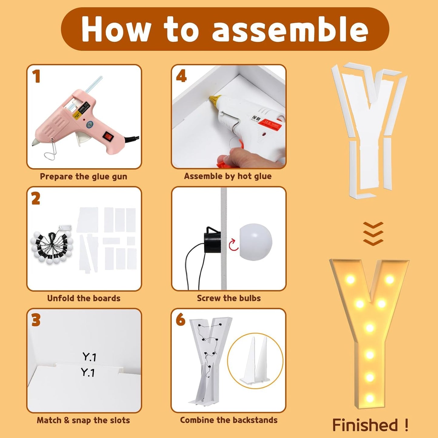 imprsv Marquee Light Up Letters, 3FT Mosaic Letters with Light for Baby Shower Graduation Party Decor, Large Y for Engagement Wedding Party Decorations (Need to Assemble)