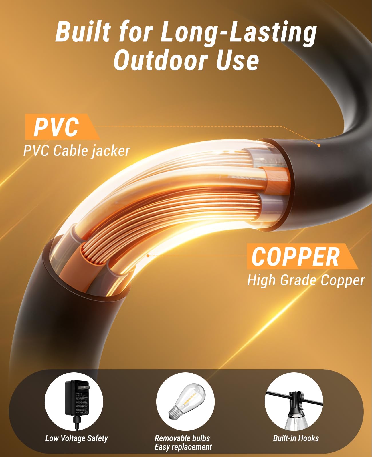 Tenmiro 200FT LED Outdoor String Lights with Remote, 72+2 Shatterproof Bulbs Dimmable Timing 3