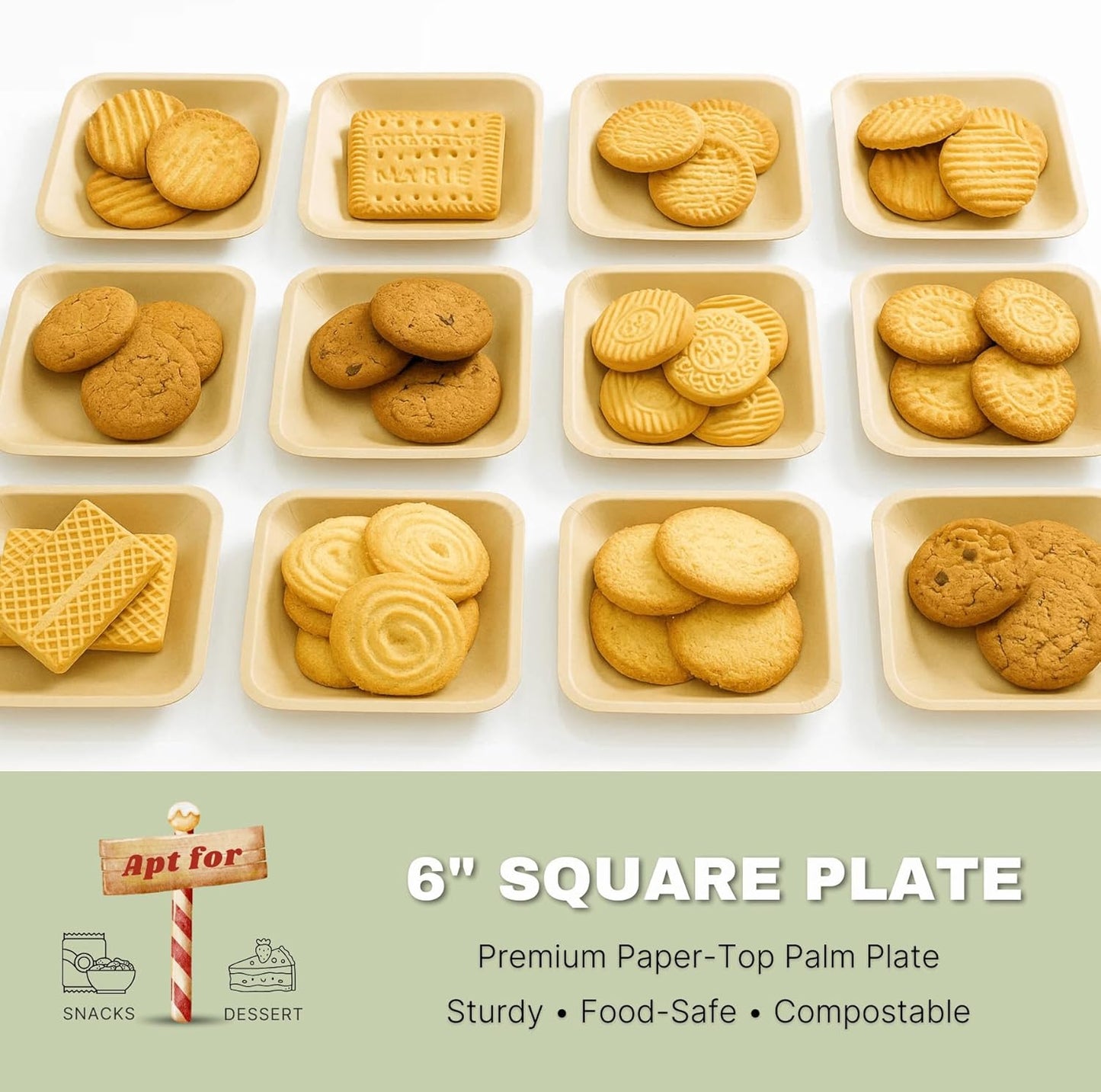 magnus EKO Kraftware | 6 Inch Square Plates 50 Pcs | Disposable Plates | Like Bamboo Plates For Appetizer & Desert | Eco Friendly, Compostable & Biodegradable plates for Catering, Weddings, Parties