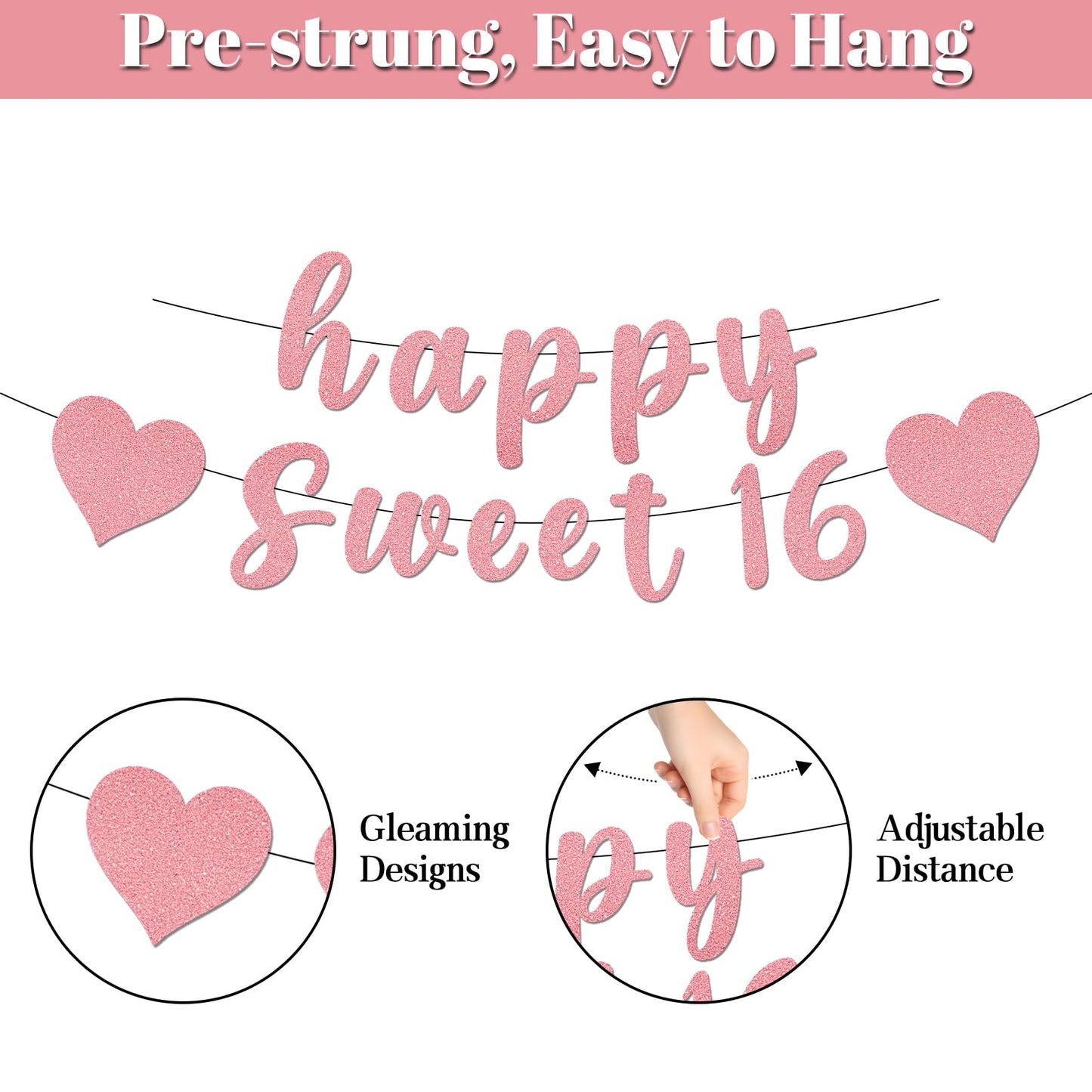 Yatufom 16th Birthday Decorations for Girls, 16th Birthday Party Supplies