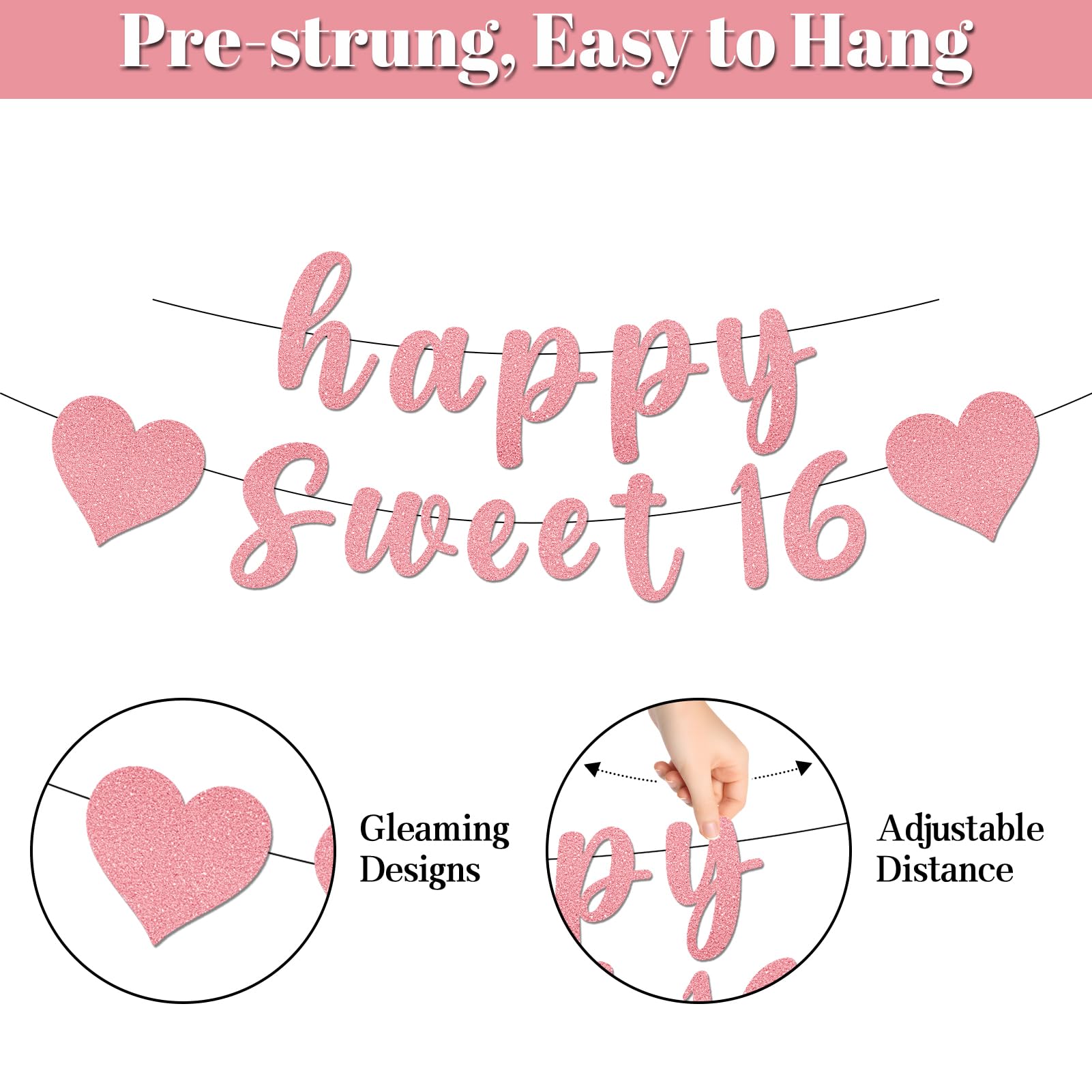 Yatufom 16th Birthday Decorations for Girls, 16th Birthday Party Supplies