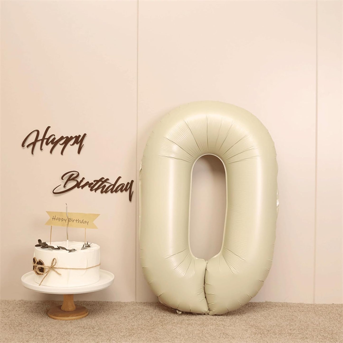 40 Inch Cream White Number 0 Balloon Mylar Big Foil Helium 0 10 20 30 40 50 Number for Party Decorations,Digital Birthday Party Wedding Boy Baby Shower Decorations (Cream No 0)