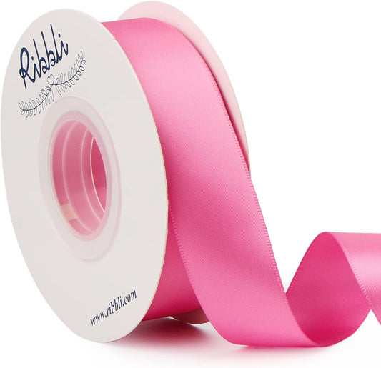 Ribbli Hot Pink Double Faced Satin Ribbon,1” x Continuous 25 Yards,Use for Bows Bouquet,Gift Wrapping,Floral Arrangement