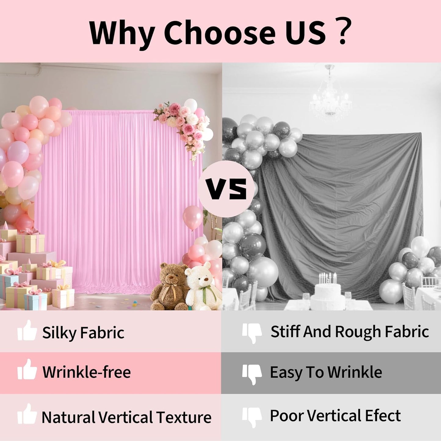 20x10ft Backdrop Curtains for Parties, 4 Panels 5x10ft Curtains Photography Drapes Rod Pocket Curtain Backdrop for Birthday Wedding Baby Shower Home Decor