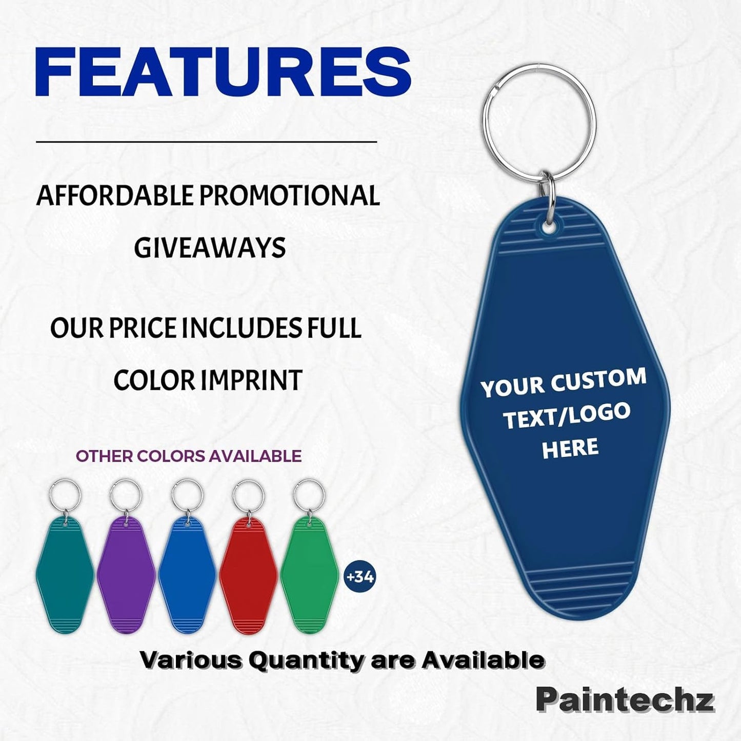 Custom Vintage Hotel Motel Keychains 1000 Pack, Personalized Logo, Text Bulk - Perfect for Tradeshows, Campaign Gifts - Customizable Key Tags