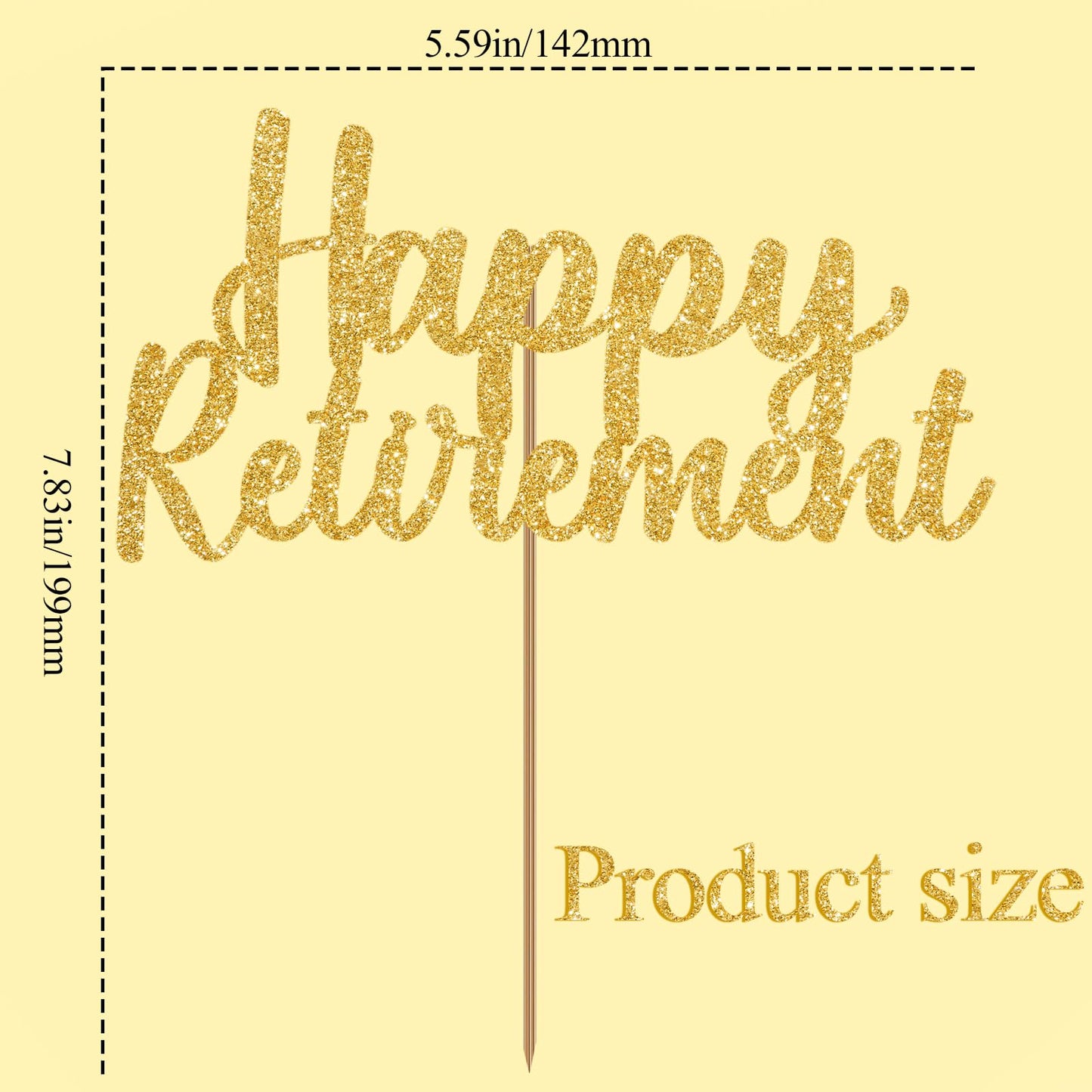 Happy Retirement Cake Topper Gold Glitter Retired Cake Picks Retire Party Favors Retired Party