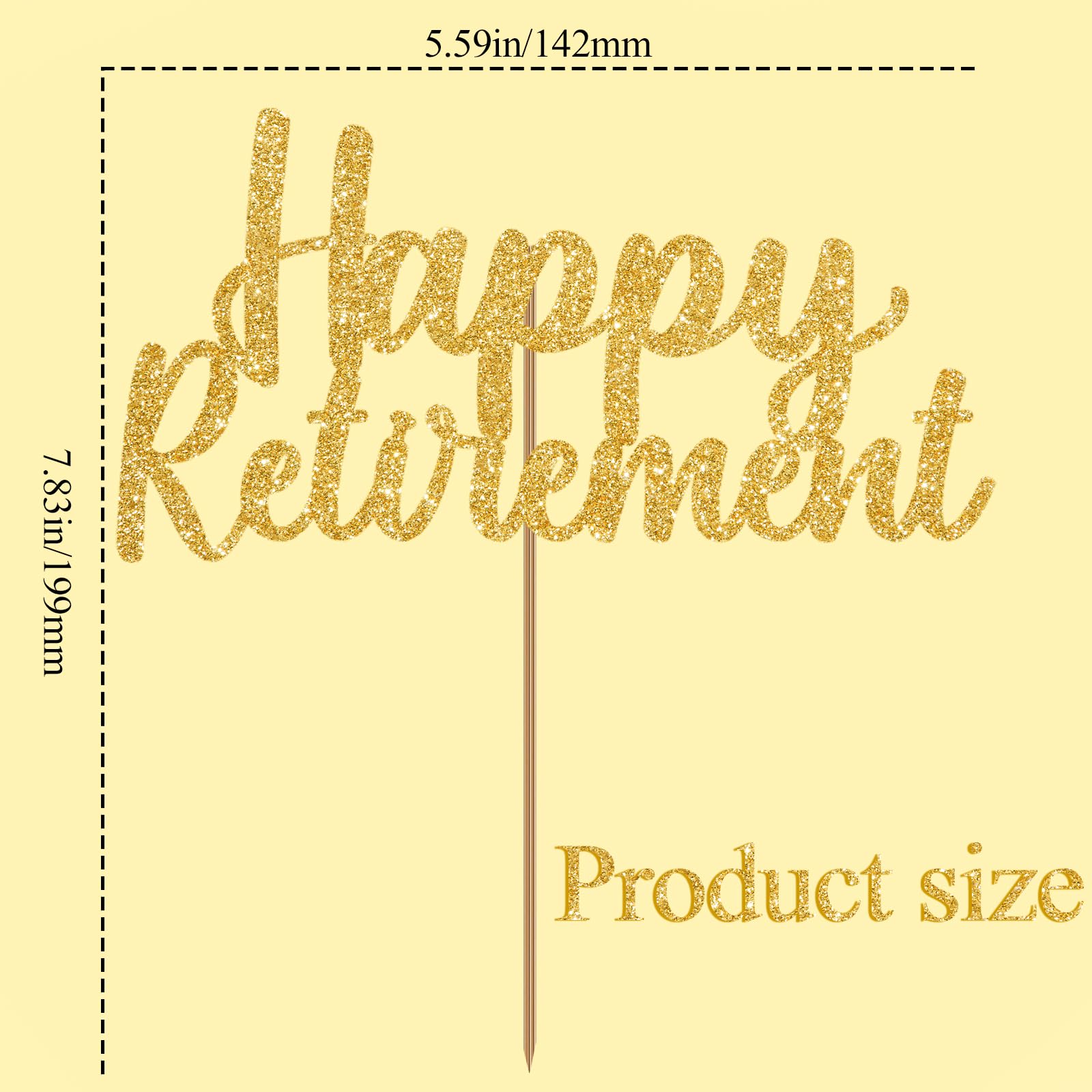 Happy Retirement Cake Topper Gold Glitter Retired Cake Picks Retire Party Favors Retired Party