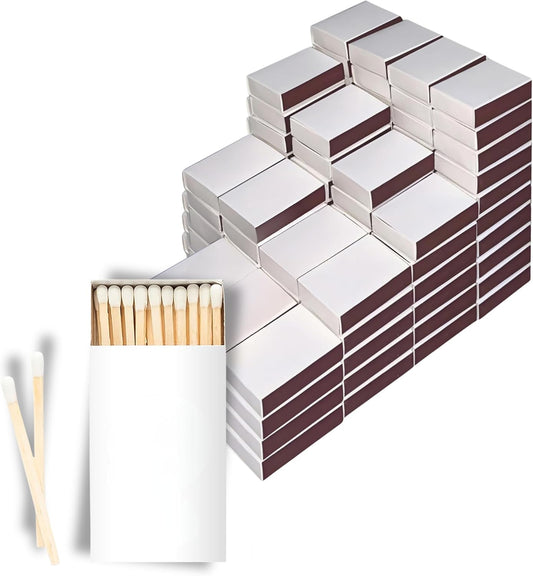 25 Boxes Blank White Wooden Matches | Strike on Box Matchboxes Traditional Wooden Matchsticks | Wedding Party Event Favors to Customize