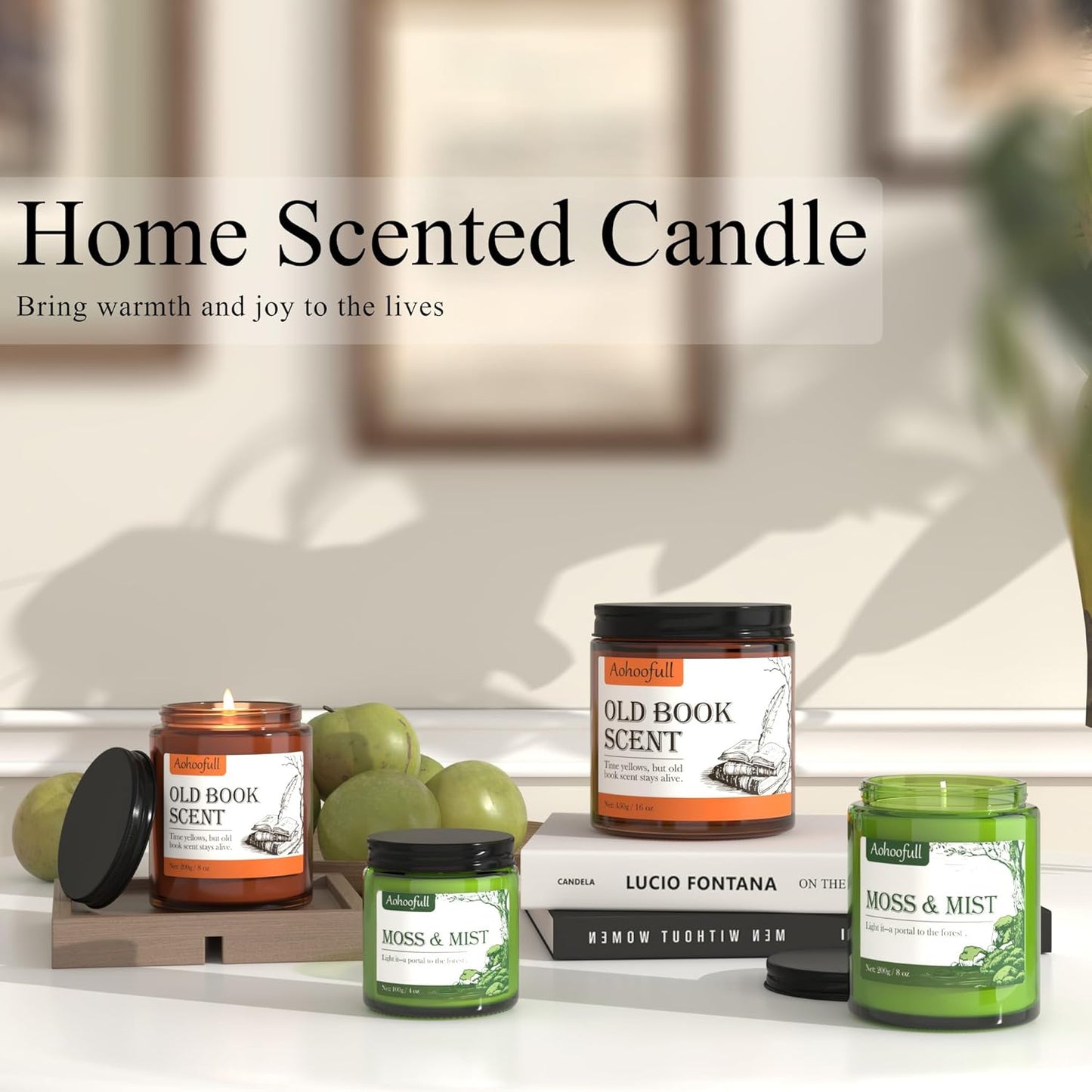 Moss & Mist Soy Candles for Home Scented,8oz 40 Hour Burn Aromatherapy Candle Gift for Stress Relief, Meditation, Yoga, Relaxing SPA, Reusable Jar for Men and Women