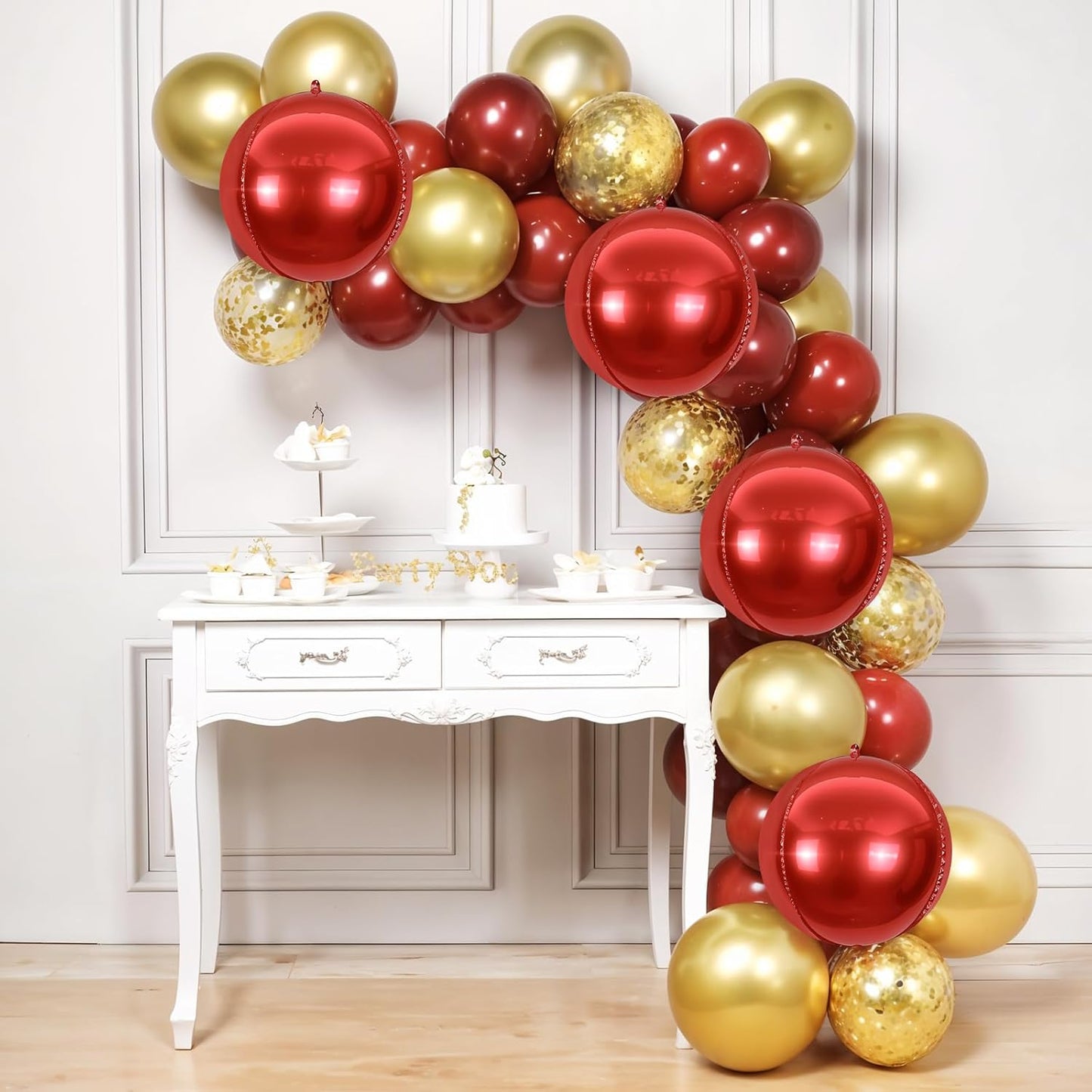 6Pcs Red Round Foil Balloons,Giant 4D Round Ball Balloons,22 Inch Metallic Red Balloon for Birthday Wedding Graduation Prom Party Decorations