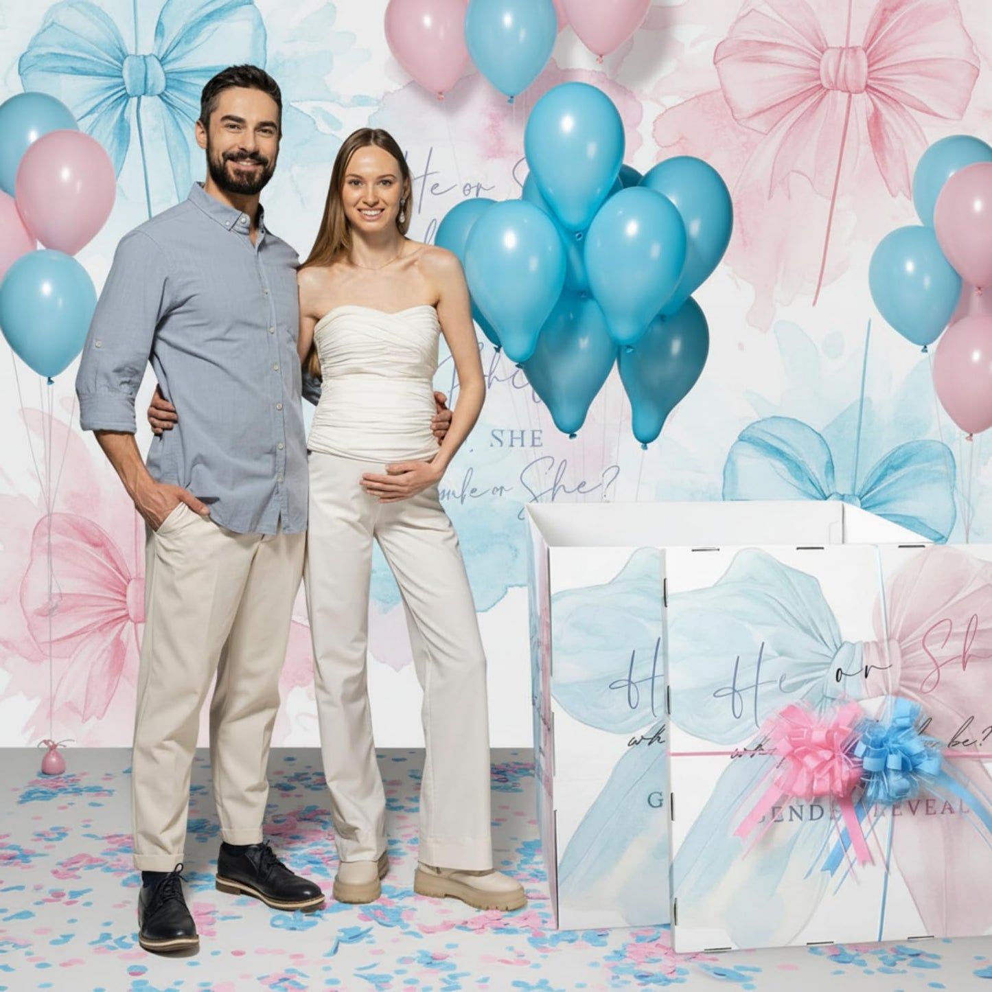 AmazingSpark 28in Giant Gender Reveal Gift Box with Lid Kit Oversized Gender Reveal Balloon Box