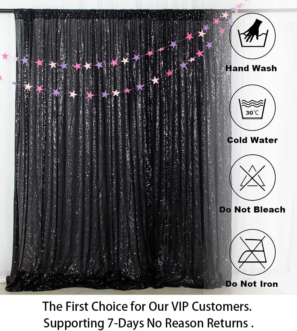 ShinyBeauty Sequin Backdrop- 5FTx10FT-Black-Sequin Photo Backdrop,Photo Booth Background,Sequence Christmas Backdrop Curtain