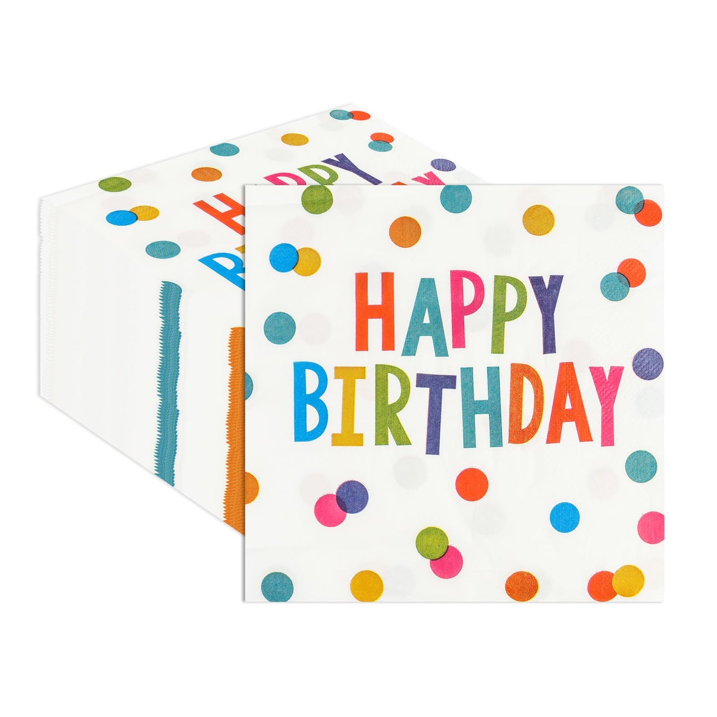 HFBOBP 50PCS Happy Birthday Paper Napkins 13 x 13 Inches Luncheon Napkins Cocktail Napkins