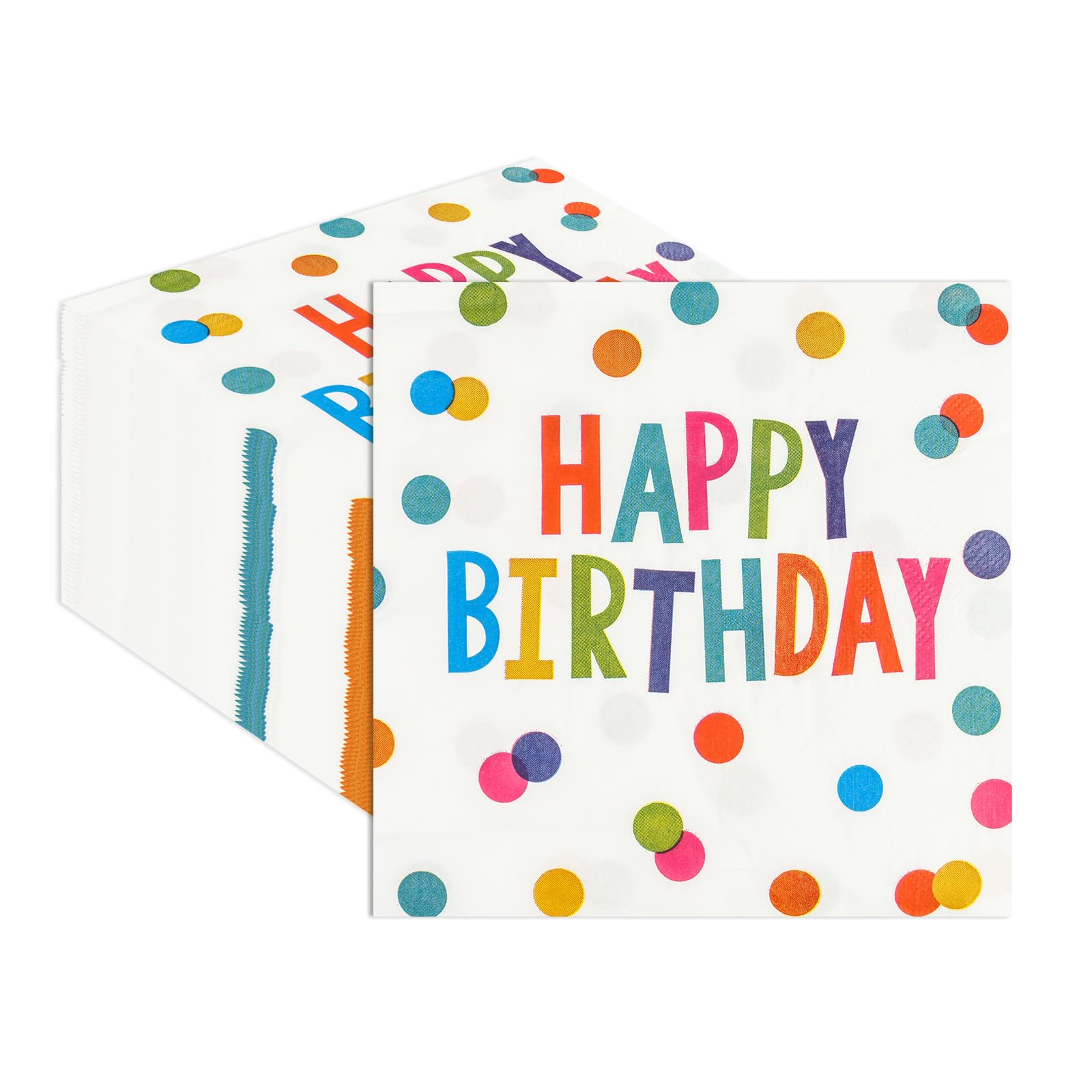 HFBOBP 50PCS Happy Birthday Paper Napkins 13 x 13 Inches Luncheon Napkins Cocktail Napkins