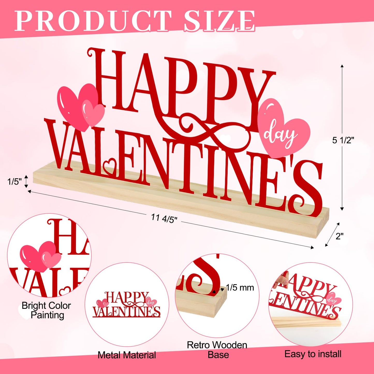 COCHIE Metal Happy Valentine's Day Sign, Valentines Day Decorations for Home, Party, Shelf, Mantel