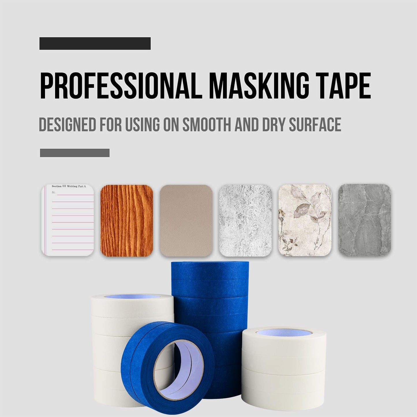 Lichamp White Masking Tape and Blue Painters Tape 1 inch Wide, 20 Variety Pack 1 inch Paint Tapes, Total 1100 Yards