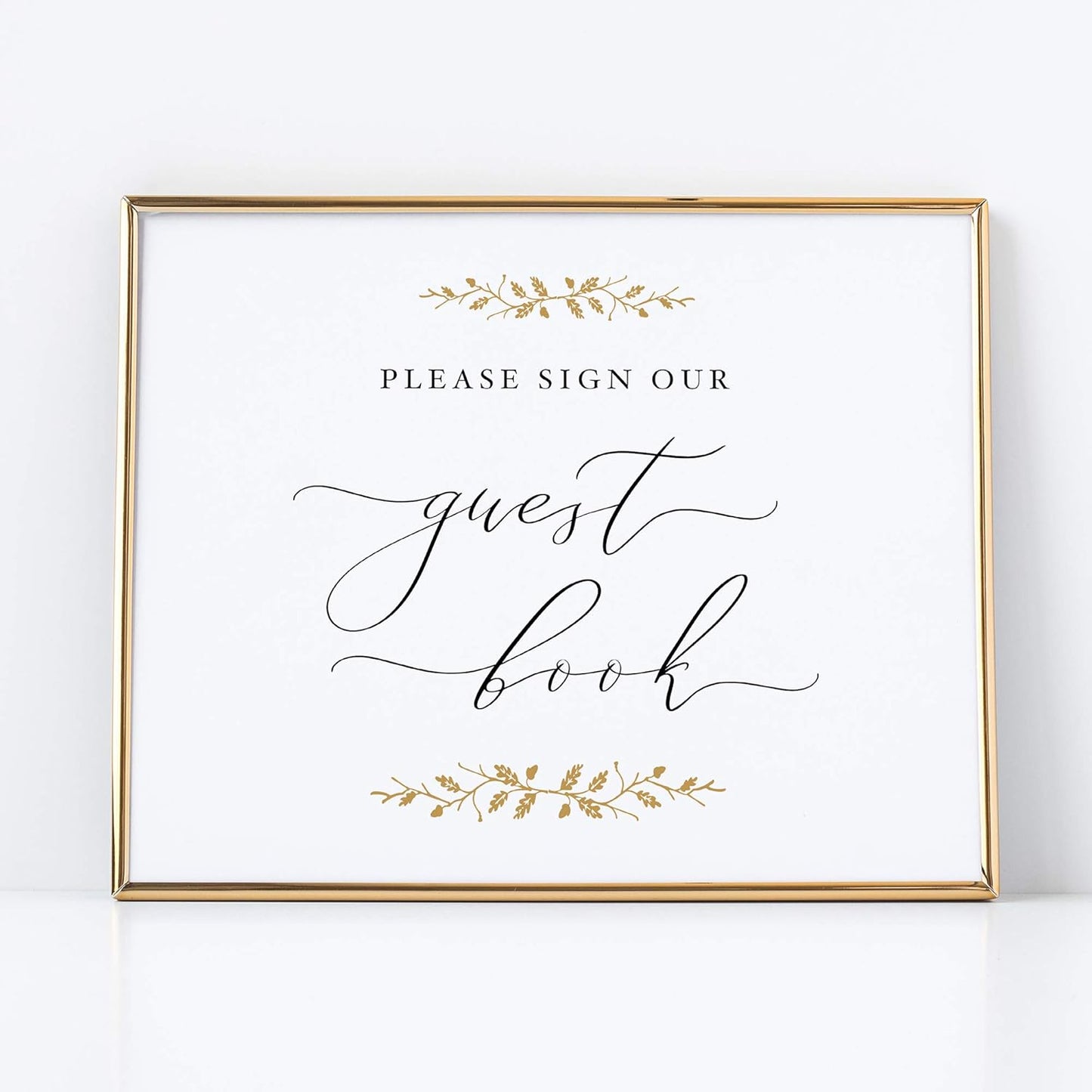 Please Sign Our Guestbook Sign for Weddings 8x10 Pearl with Gold Accents Printed on Professional Thick Pearlescent Cardstock Wedding Decoration UNFRAMED Elegant Style
