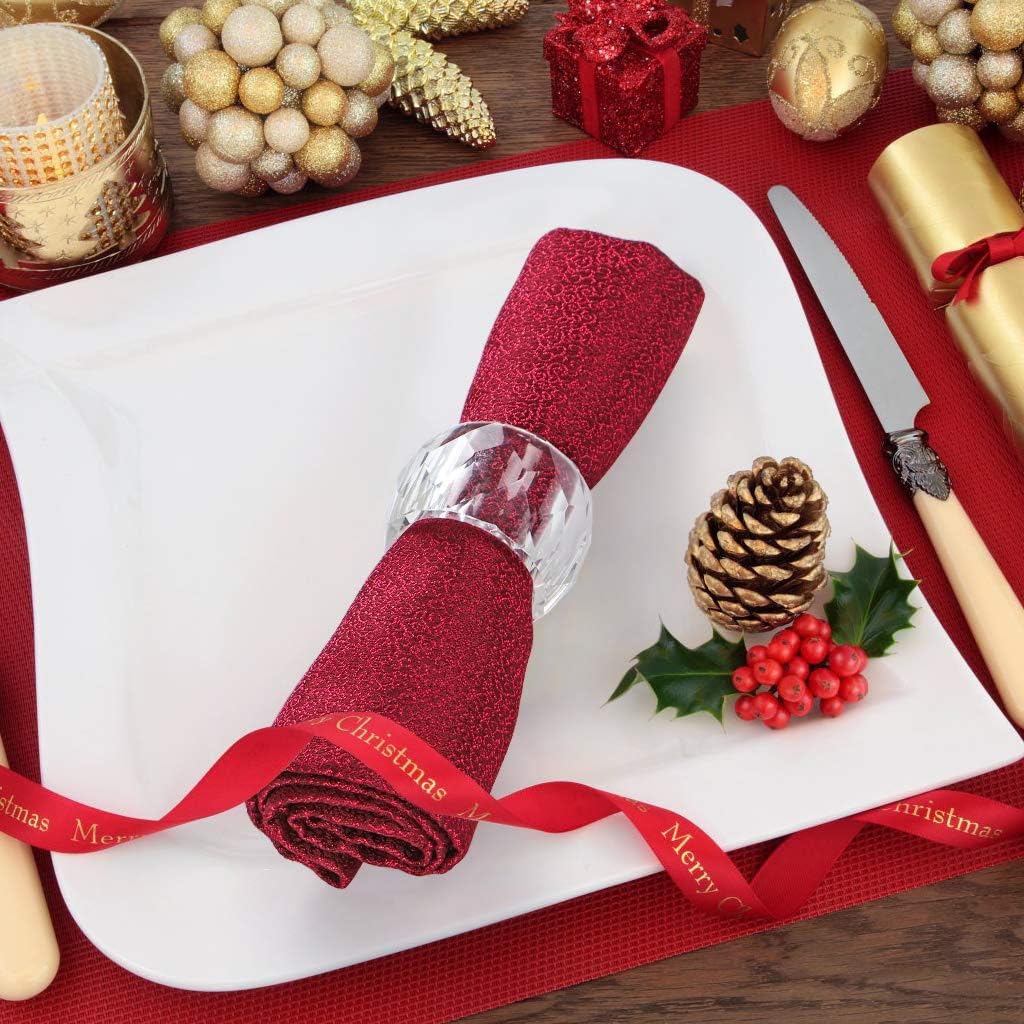 MDLUU 4 Pcs Crystal Napkin Rings, 2.3" Diameter Serviette Buckles, Clear Napkin Holder Rings for Christmas, Thanksgiving, Wedding (Diamond Shaped)
