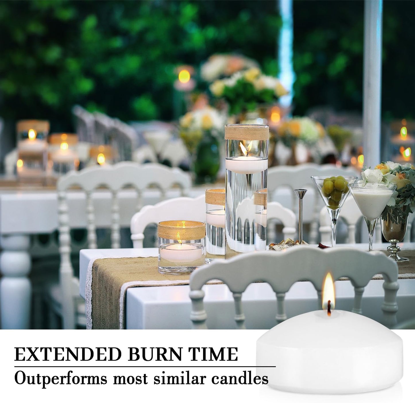 12 Bulk White Floating Candles-2 inch Unscented Tealights -for Romantic Weddings Decorations Pool Centerpieces Parties