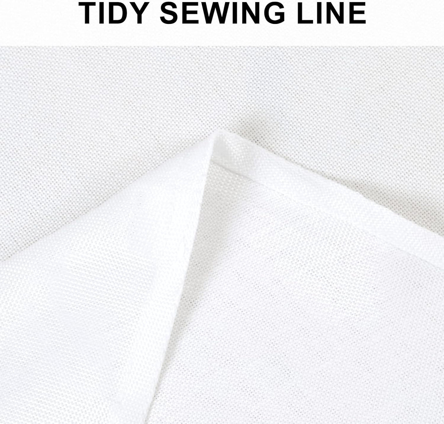 Hiasan Round Linen Table Cover 50 Inch - Wrinkle and Stain Resistant Washable Polyester Fabric Table Cloth for Dining Room Kitchen Party, White