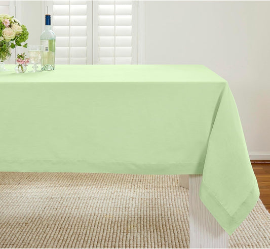 Solino Home Linen Tablecloth for Rectangle Tables 60 x 108 Inch - 100% Pure Linen Pastel Green Table Cloth - Fete, Machine Washable Cloth Tablecloth