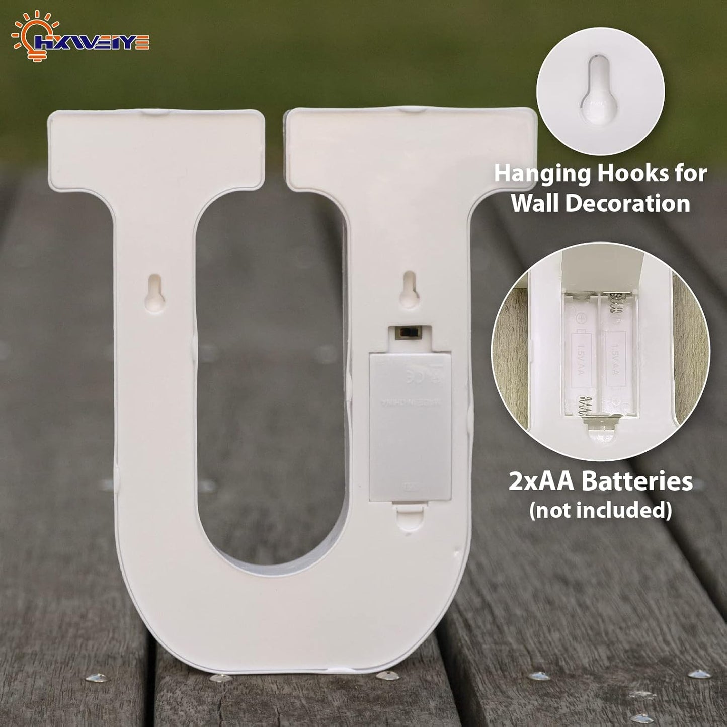 HXWEIYE LED Marquee Letters Lights Sign-U, Led Letters Lights 26 Alphabet, Light Up Number 0-9 Letters Sign for Party Home Birthday Anniversary Battery Powered Lighted Letters(Warm White)