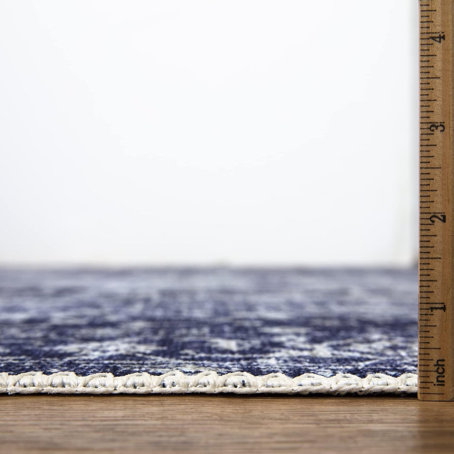 Bloom Rugs Washable Non-Slip 10 ft Runner - Blue/Ivory Traditional Runner for Entryway, Hallway, Bathroom, and Kitchen - Exact Size: 2.5' x 10'