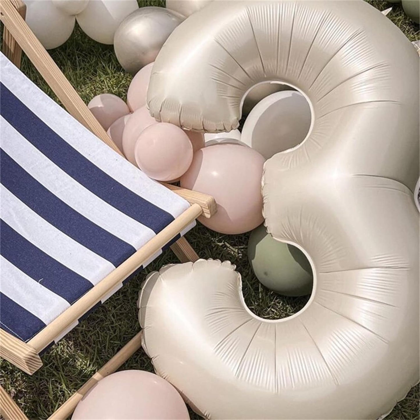 Cream 4 Balloons, 40 Inch Large Beige Foil Number Balloons Set 0-9, Self Inflating White Sand Digital 4 Helium Balloon for Boys Girls Women Birthday Anniversary Party Decorations Photo Shoot Supplies